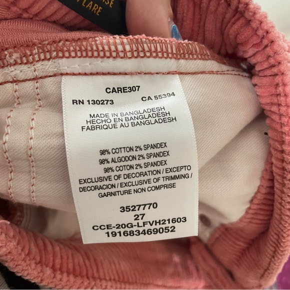 Lee High Rise Flare Corduroy Jeans Canyon Rose Size 27 New with Tags - Picture 9 of 12